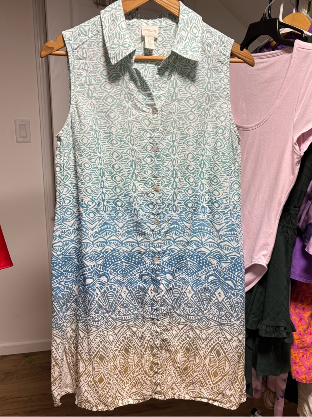 100% linen sleeveless ombre tunic, Chicos size 0